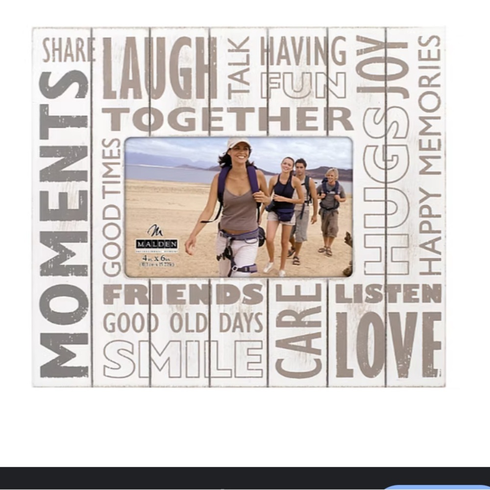 New Malden Gray Sentiment Photo Frame Laugh Together White 4x6